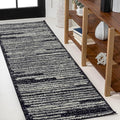 JONATHAN Y Khalil Modern Berber Stripe Black/Cream Runner Rug, Contemporary by JONATHANY