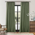 90 Inch Olive Green Linen Pinch Pleated Blackout Curtains by Twodrapes