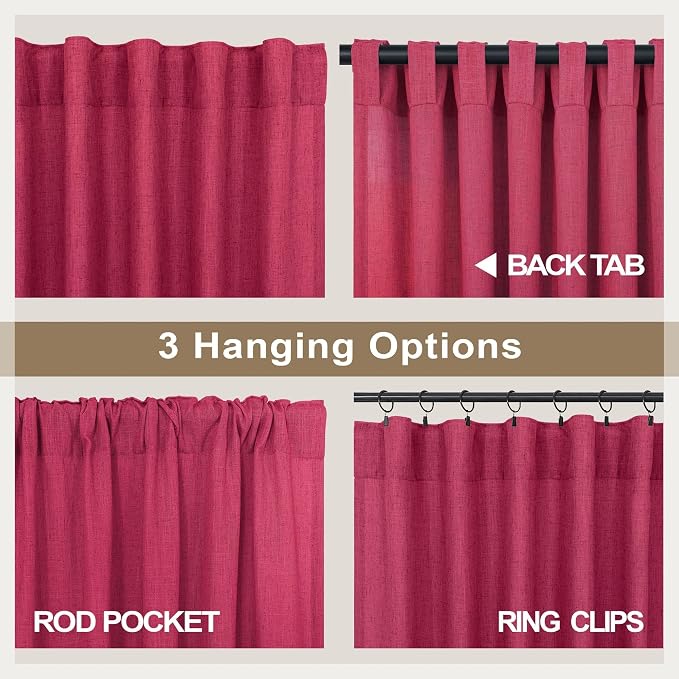 Pitalk Hot Pink Curtains 63 Inch Length - Image 4