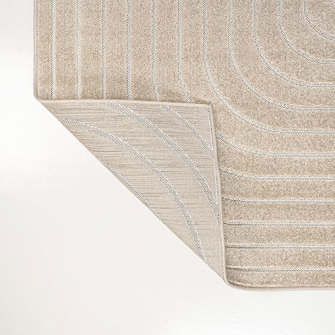 Eyely NCS101E-8 Odense High-Low Minimalist Angle Geometric Beige/Cream 8 ft. x 10 ft. Indoor/Outdoor Area Rug, for Home, Backyard, Patio, Porch, Bedroom, Kitchen, Living Room