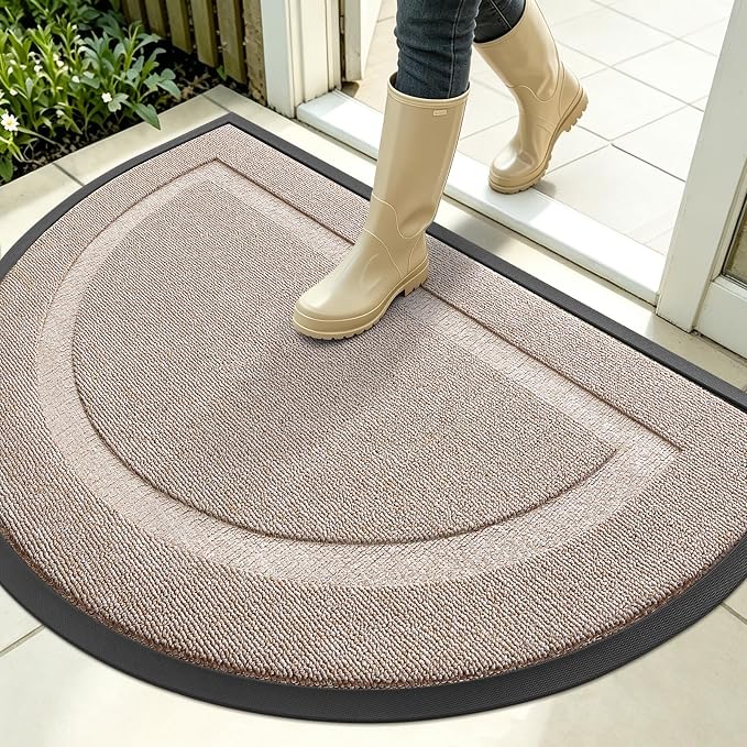 OLANLY Half Circle Front Door Mat Outside 35x23 All-Season Rubber Doormat | by OLANLY
