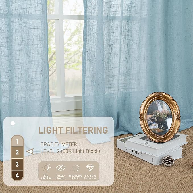 36 Inch Length Linen Semi Sheer Curtains - Image 4