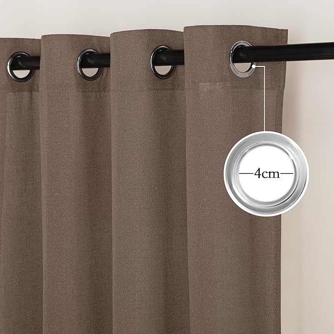 NICETOWN Linen Brown Curtains 84 inch Long, Grommet Privacy Added Thick Flax - Image 2