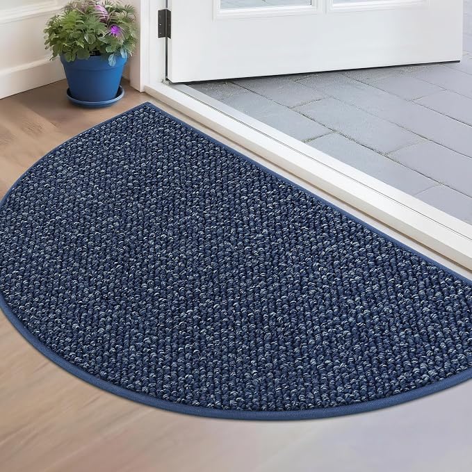 BEQHAUSE Dirt Trapper Door Mat 17" x 30" Half Circle Non Slip Rugs, Absorbent by BEQHAUSE