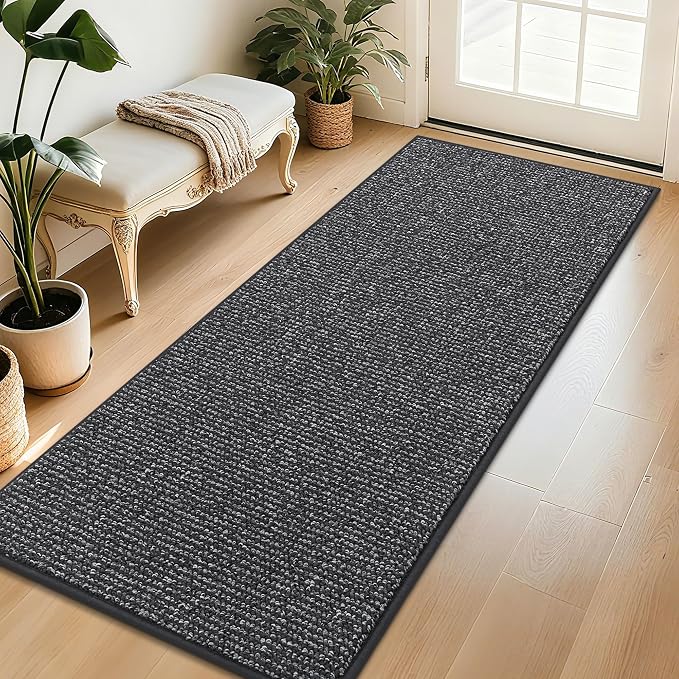 BEQHAUSE Dirt Trapper Door Mat 32"x72", Non-Slip Washable Doormat, Charcoal | by BEQHAUSE