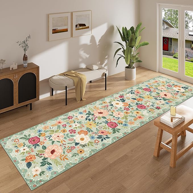 DUKINO 2.6x10 Runner Rug for Hallway, Washable Kitchen Rugs Non Slip, Low Pile - Image 3