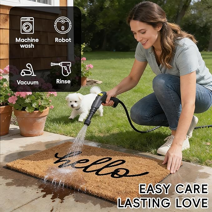 2 Pcs Welcome Door Mat Set, Layered Hello Coir Doormat - Image 5