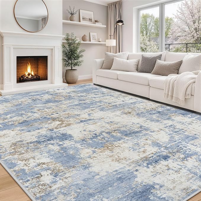 Aelenmu 10x14 Area Rugs for Living Room Dining Room Washable Blue | Soft Modern by Aelenmu