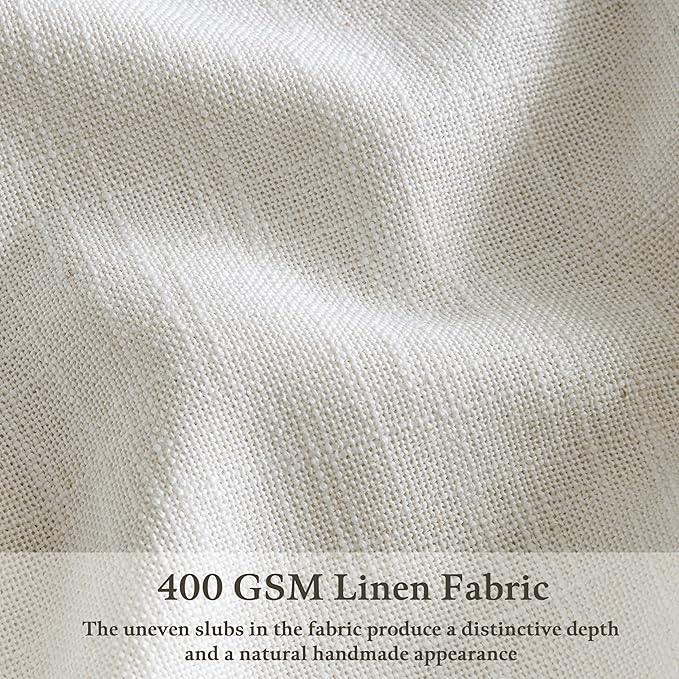 Beige White 94 Inch Pinch Pleated Linen Light Filtering Curtains 50Wx94L | Off - Image 3