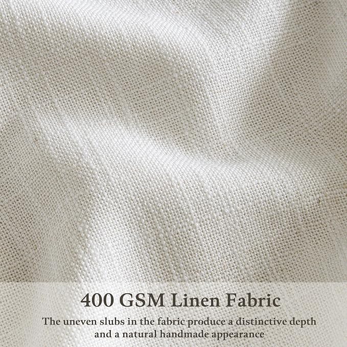 Beige White 98 Inch Pleated Linen Memory Trained Semi Sheer Curtains 50W | - Image 3