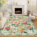 DUKINO 9x12 Area Rug for Living Room, Floral Washable Rug Non Slip, Low Pile by DUKINO