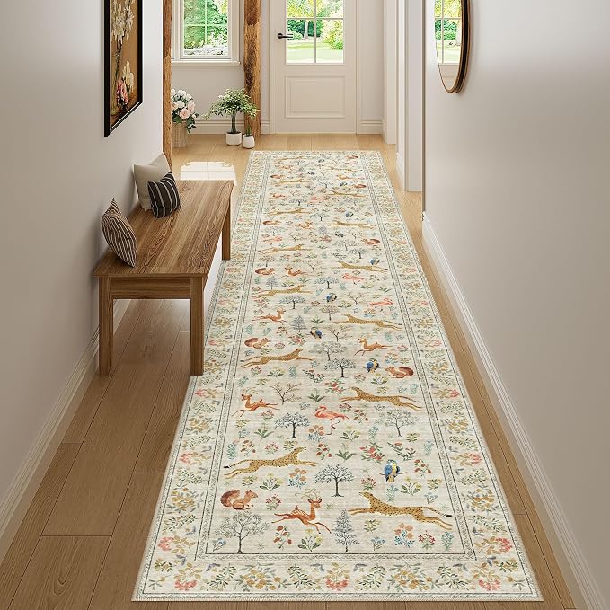 DUKINO 2.6x12 Hallway Runner Rug, Washable Animal Rug Non Slip, Stain Resistant - Image 6
