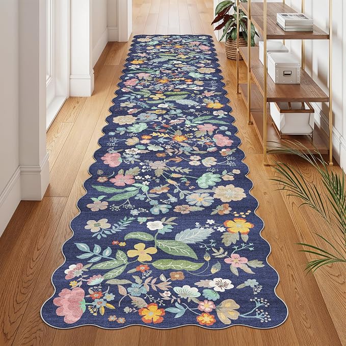 Washable 2'6x12 Hallway Runner Rug: Entryway Non Slip Floral Rug Farmhouse Soft - Image 3
