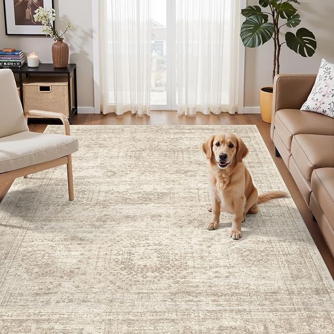 Soalmost 3x5 Rugs Non-Slip, Small Washable Kitchen Entryway Area Rug Beige | by Soalmost