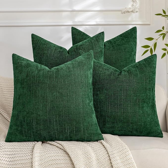 Set of 4 Soft Textured Decorative Throw Pillow Covers 22x22 Inch Cozy Farmhouse by Cozoomy