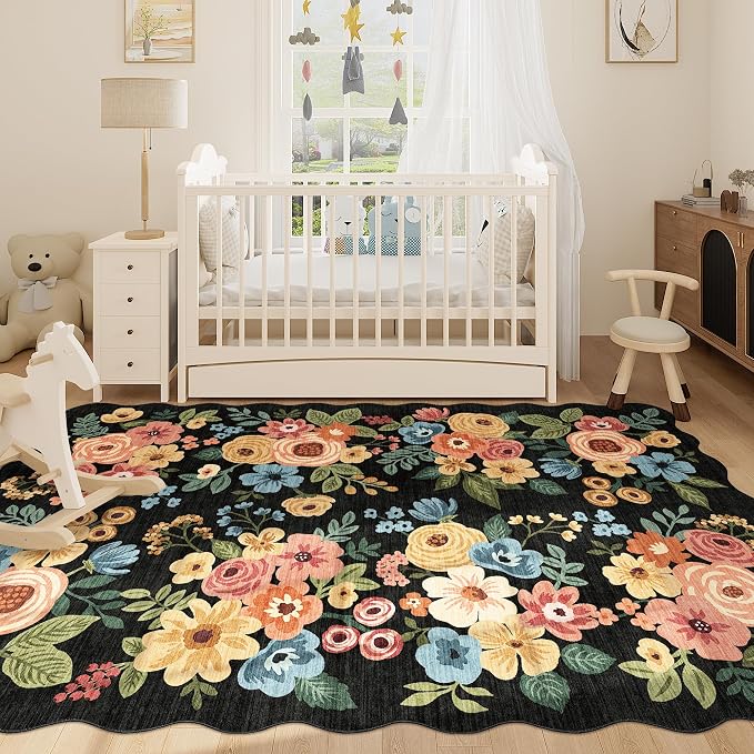 DUKINO 6x9 Area Rugs, Floral Washable Rug - Image 7