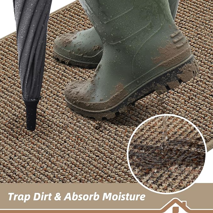 BEQHAUSE Dirt Trapper Door Mat 20" x 48", Non-Slip Washable Doormats, Low - Image 3