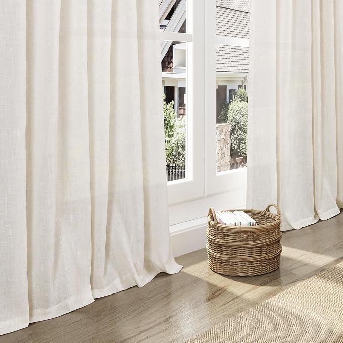 Modern Linen Curtains 84 Inch Length 2 Panels Set - Image 5