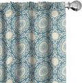 Ambesonne Circle Pattern Window Curtains, Wavy Bold Strokes Style Ornate Mandala Like Symmetrical Motif, Lightweight Decor 2-Panel Set with Rod Pocket, Pair of - 28" x 63", Petrol Blue Cream