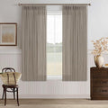 Burlywood Birch Pleated Semi Sheer Linen Kitchen Curtains 50x63 | Taupe Pinch by Twodrapes