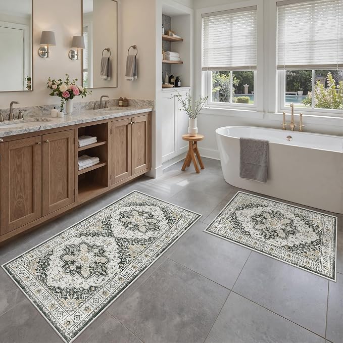 Madane 2-Piece Area Rugs Set, Small Kitchen Runner Non-Slip, Low Pile Floor - Image 2