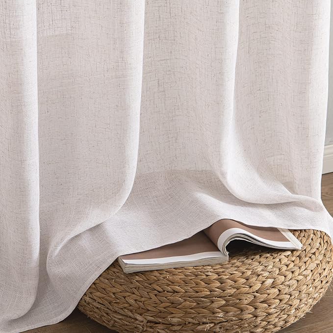 MIULEE White Linen Curtains 42x63 Inch 2 Panels - Image 7