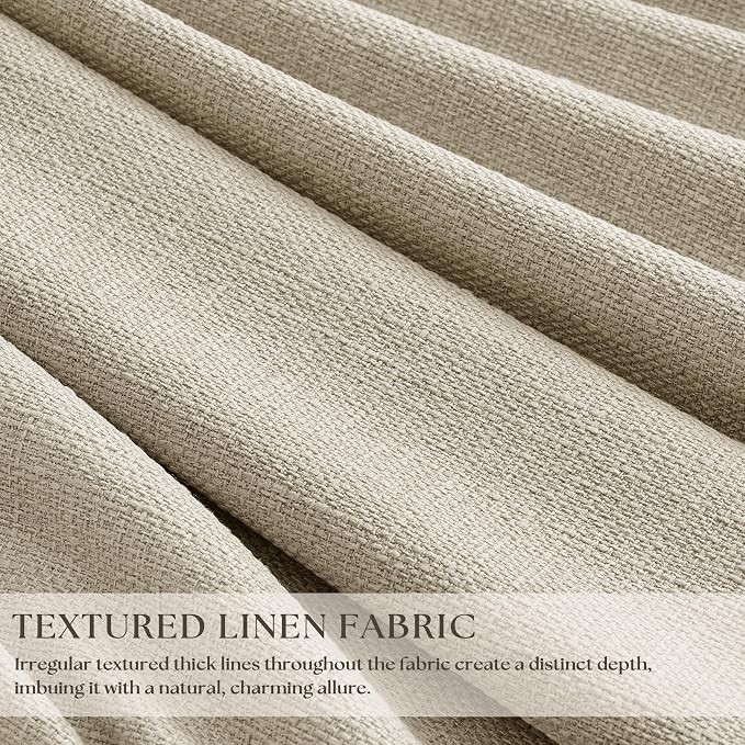 Oatmeal 102 Inch Blackout Linen Pleated Curtains - Image 2