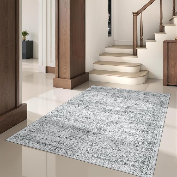3x5 Rug for Entryway, Washable Area Rug, Living Room, Dining Room, Neutral Rug - Image 5