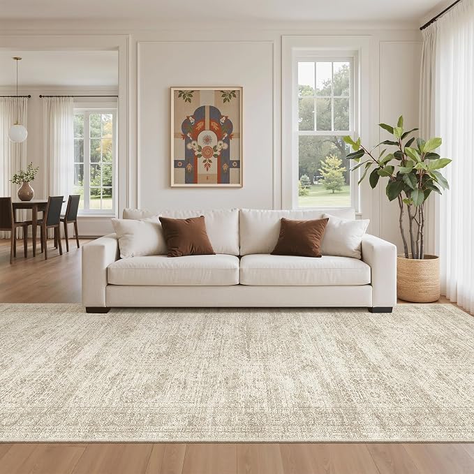 Soalmost Washable 4x10 Hallway Runner Rug Non-Slip Kitchen Entry Rugs Beige | - Image 2