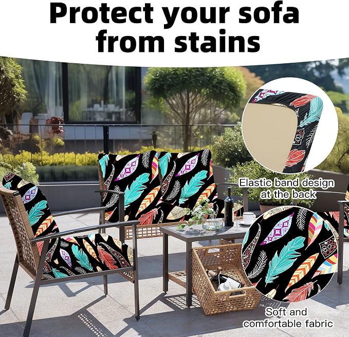 8Pcs Outdoor Cushion Covers, Elastic Patio Cushion Covers | Washable, - Image 4