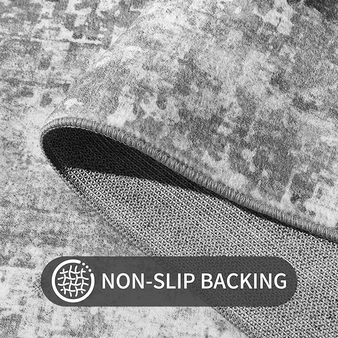 Ompaa 2x6 Rug Runners for Hallways Kitchen Runner Rug Non Slip Washable Grey - Image 6
