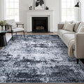 9x12 Area Rug Living Room: Modern Washable Indoor Carpet Black | by FXRHLP
