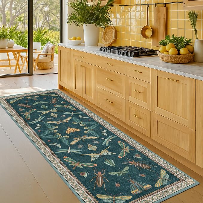 Brown and Green Kitchen Sink Runner Rug 2x5 - Image 3