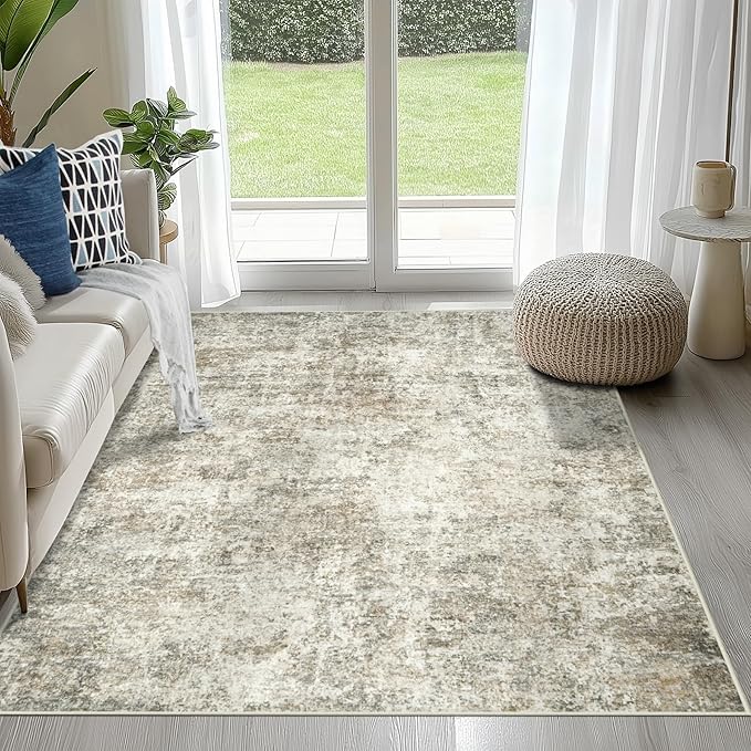 4x6 Area Rugs for Living Room Washable Bedroom Dining Room Beige Brown | Modern by Aelenmu