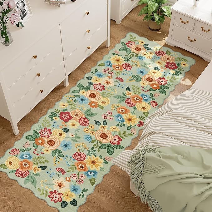 DUKINO 2x6 Runner Rug, Floral Washable Rug - Image 3