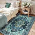 RELEANY Washable Area Rug, Teal | Non-Slip, Water Repellent, Pet Friendly by RELEANY