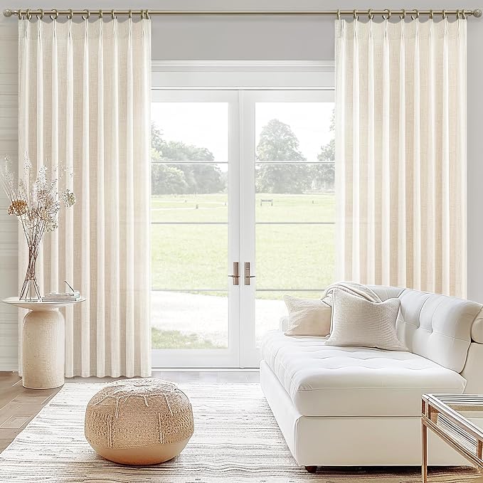 95 Inch Curtains 2 Panel Set for Sliding Door, Light Filtering Linen Pinch - Image 6