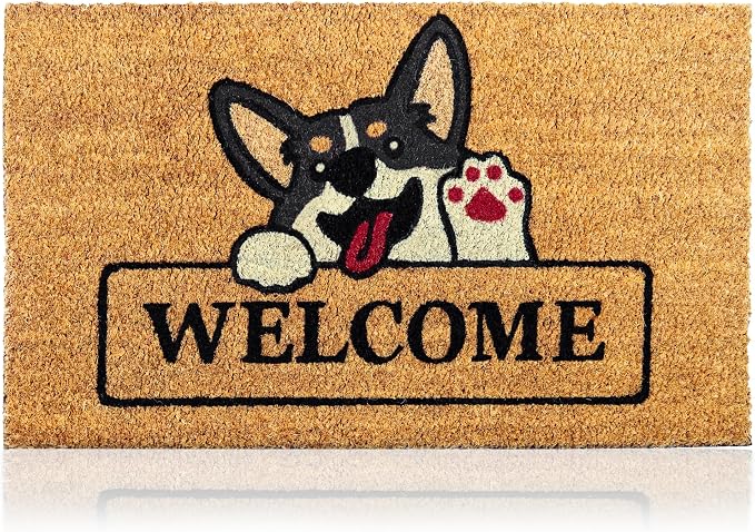 Coir Welcome Mat, Welcome Dog, 17 x 29 in | 100% Natural Coir, Anti-Shedding by AmaruDoorMats