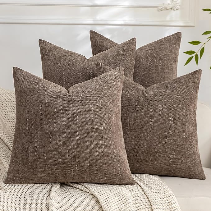 Set of 4 Soft Textured Decorative Throw Pillow Covers 26x26 Inch Cozy Farmhouse by Cozoomy