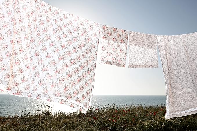 Laura Ashley - Flannel Sheets Full Size, Anti-Pilling & Wrinkle Resistant Cotton, Touchably Soft for All-Season Comfort - Bed Sheets with Matching Pillowcases & Fitted Sheet (Lisalee Pink)