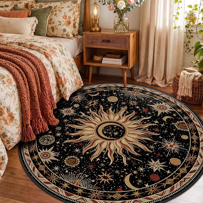 Vacuum-Friendly, Round 6ft Washable Area Rug - Image 2