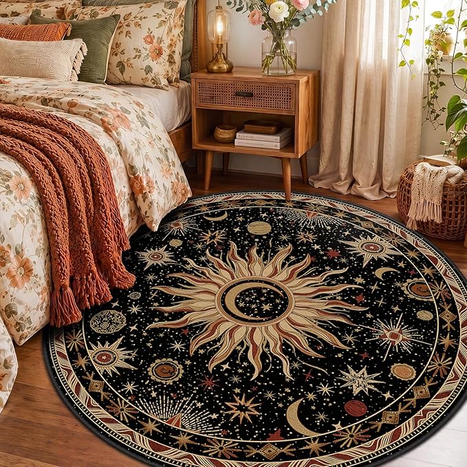 Vacuum-Friendly, Round 4ft Washable Area Rug - Image 2