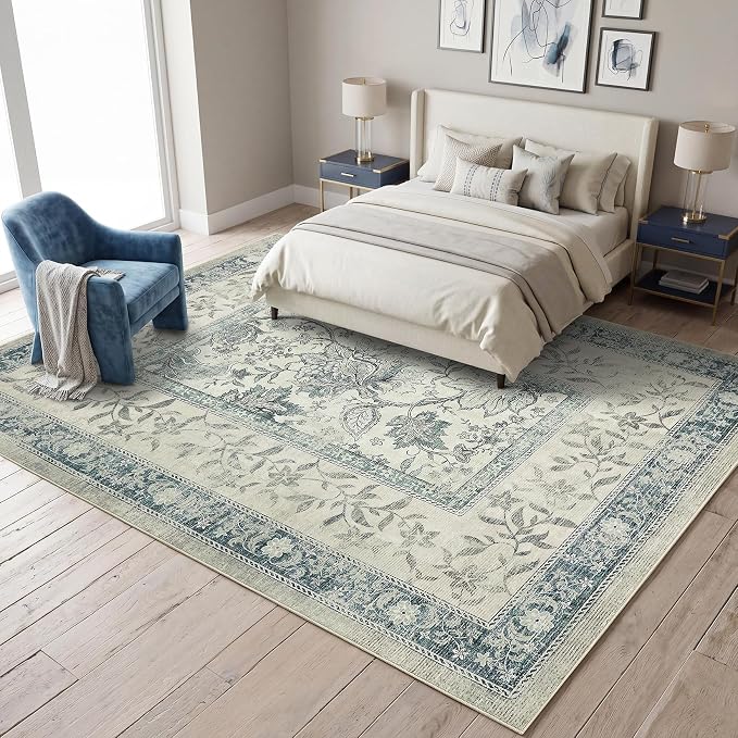GarveeHome Vintage Blue Area Rug 8x10 - Image 2