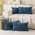Set of 4 Blue Decorative Throw Pillow Covers 12x20 Inch Corduroy Pillow Covers by Cozoomy