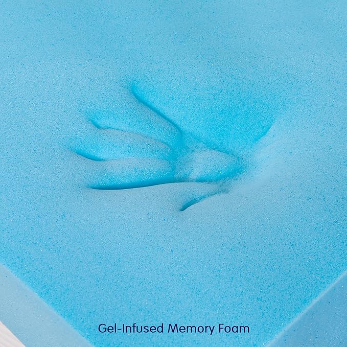 Subrtex Memory Foam Mattress Topper, Gel-Infused Memory Foam Topper, Mattress Topper for Side Stomach Sleepers, Breathable Bed Toppers (4 Inch, Twin)