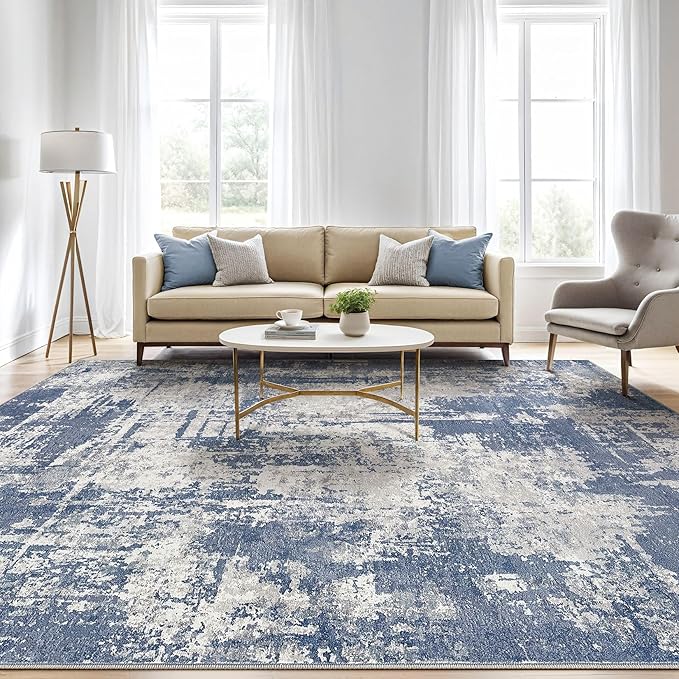 LOONGRUG Area Rug 5x7 Washable Neutral Modern Living Room Rugs Navy Gray | - Image 5