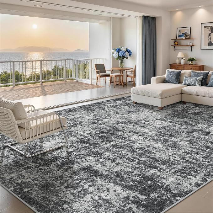 Aelenmu 10x14 Area Rugs for Living Room Washable Dining Room Black Grey | - Image 8
