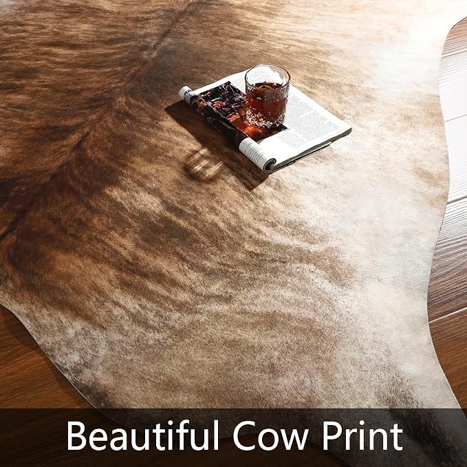 8x10 Faux Cowhide Area Rug for Living Room Animal Skin Rug, Cool Western - Image 5