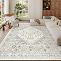 6x9 Area Rugs for Living Room, Large Washable Rug, Dining Room, Low Pile by Zesthome