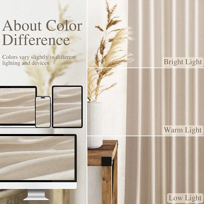 Extra Long Linen Curtains 122 Inch Length - Image 3